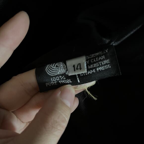 Vtg Evan Picone Women Wool Classic Black Long OverCoat Size 14 Made In Usa - Picture 3 of 7